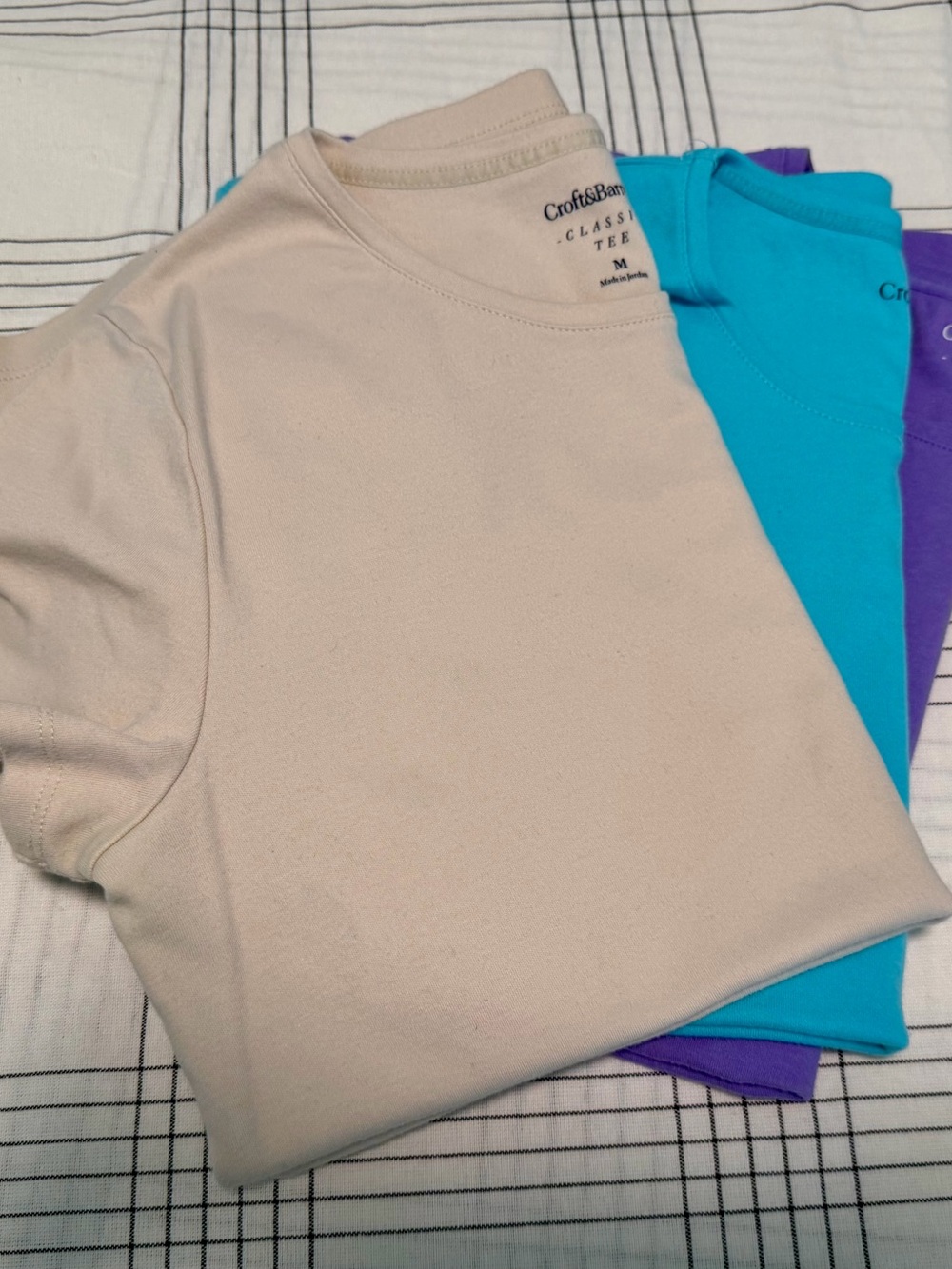 Croft & Barrow Classic Tee Lot of 3 Medium 100% Cotton Purple Blue Beige